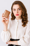 Premium 100% Genuine Sheep Leather Metallic ID Card & Credit Card Slots Fashionable Ladies Wallet