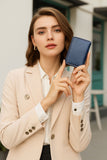 Premium 100% Genuine Sheep Leather Metallic ID Card & Credit Card Slots Fashionable Ladies Wallet