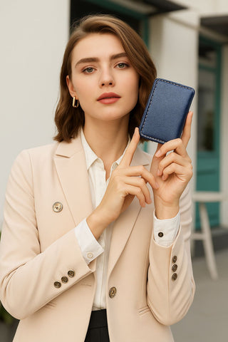 Premium 100% Genuine Sheep Leather Metallic ID Card & Credit Card Slots Fashionable Ladies Wallet