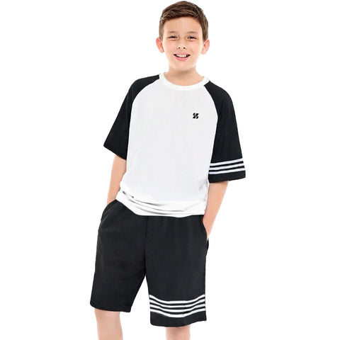 Boys 100% Cotton T Shirt Top & Shorts Set